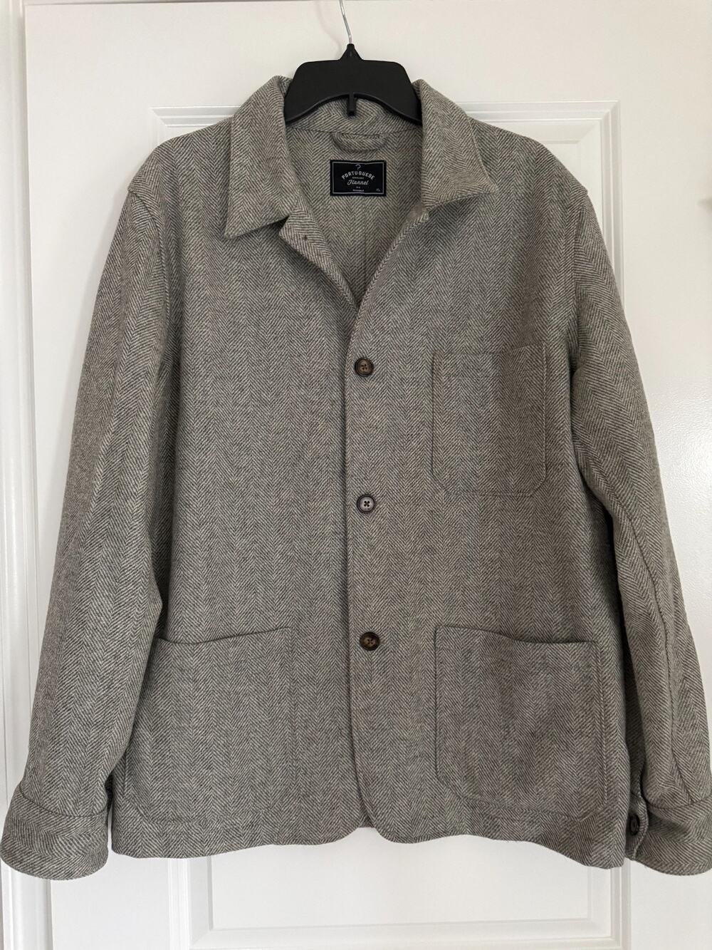 Portuguese Flannel Herringbone Chore Jacket Gray Men’s XL New Without Tags